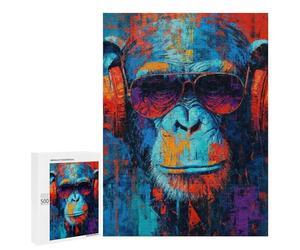 Chic Monkey with Sunglasses Puzzle 1000 Pièces Educa Jouet en Bois Cadeau Unique Décoration Intérieure Jeu Éducatif Challenge Toy Adultes Et Enfants À Partir De 14 Ans 500 PCS