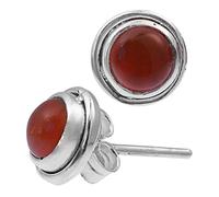 Chic-net boucles d'oreille cornaline pierre rouge autour de 8 mm Ø 925 bordure argentée haut