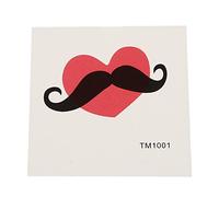 Chic-Net Tatouage Temporaire Coeur Rouge Simple Moustache Noir 1 Planche