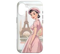 Chic Parisian Lady Tour Eiffel Paris France Vintage Femme Coque pour iPhone 16