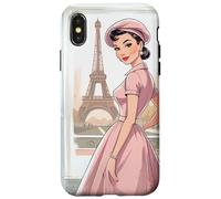 Chic Parisian Lady Tour Eiffel Paris France Vintage Femme Coque pour iPhone X/XS