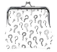 Chic Question Mark Porte-monnaie mignon en cuir avec boucle et verrou pour femme, Point d'interrogation chic, OneSize
