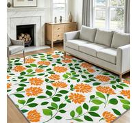 Chic Rétro Tapis Lavable Machine Salon 140 x 200 cm Antidérapant Poil Bas Résistant Motif Floral Symétrique Style Matisse Motif Chambre Cuisine Entrée Salle Détente Dessous Lit Dortoir Décoration