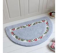 Chic Rose Flowers Tapis de bain en forme de demi-lune Tapis de sol pour tapis d'intérieur, polyester, bleu, 45 × 60 cm
