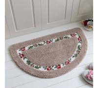 Chic Rose Flowers Tapis de bain en forme de demi-lune Tapis de sol pour tapis d'intérieur, polyester, marron clair, 50 × 80 cm