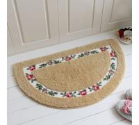 Chic Rose Flowers Tapis de bain en forme de demi-lune Tapis de sol pour tapis d'intérieur, polyester, or, 45 × 60 cm