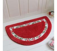 Chic Rose Flowers Tapis de bain en forme de demi-lune Tapis de sol pour tapis d'intérieur, polyester, rouge, 50 × 80 cm