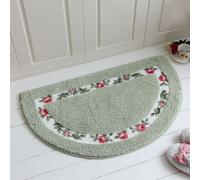 Chic Rose Flowers Tapis de bain en forme de demi-lune Tapis de sol pour tapis d'intérieur, polyester, vert, 45 × 60 cm