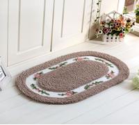 Chic Rose Flowers Tapis de bain en forme d'ovale Tapis de sol pour tapis d'intérieur, polyester, marron clair, 40 × 60 cm