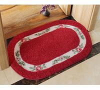 Chic Rose Flowers Tapis de bain en forme d'ovale Tapis de sol pour tapis d'intérieur, polyester, rouge, 50 × 80cm