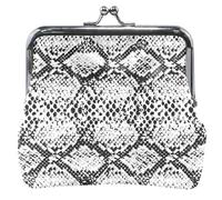 Chic Serpent Peau Noir Blanc Portefeuille En Cuir Pour Femmes Filles Boucle Kiss Serrure Changement D'argent Pouch, Chic Serpent Peau Noir Blanc, Classique, Chic Snake Skin Black White, Classique