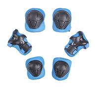 CHIC-Sport Lot de 6 Protections pour Poignets, Genoux, Coudes Trottinnettes/Skate/Scooter/BMX/Scooter/Cyclisme/Bicyclette Sécurité (Bleu, 3-8 Ans)