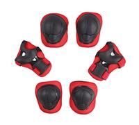 CHIC-Sport Lot de 6 Protections pour Poignets, Genoux, Coudes Trottinnettes/Skate/Scooter/BMX/Scooter/Cyclisme/Bicyclette Sécurité (Rouge, 3-8 Ans)