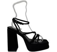 Chic Strappy Block Heel Sandals Satin noir 7 (40) Female