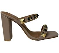 Chic Studded Strap Block Heeled Sandal Nude PU 4 (37) Female