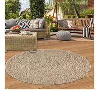 Teppich-Traum Tapis d'extérieur extérieur Rond résistant aux intempéries Aspect sisal Jardin terrasse Balcon diamètre 120 cm