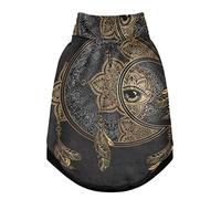 Chic Tattoo Gilet d'hiver en polaire coupe-vent pour chien et chat Motif croissant de lune et soleil Doré Taille L