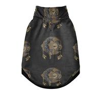 Chic Tattoo Gilet d'hiver en polaire coupe-vent pour chien et chat Motif croissant de lune et soleil Doré Taille S