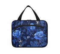 Chic Unique Rose Royal Blue Sacs de voyage suspendus pour articles de toilette avec crochet, sac de rasage design imperméable pour homme pour adultes hôtel bolso de mano para hombre M, Chic Unique