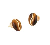 Chic Unique Tiger Eye Coffee Bean Boucles d'oreilles - & Tiger Eye Stone Natural Tiger avec des messages S925, design élégant d'inspiration café, des bijoux artisanaux pour femmes