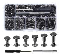 Chicago 110 Pack M5 x 4/5/6/8/10/12mm Chicago Bonding Screws for DIY,Leather Decoration,Bags,Crafts,Collar,Harness,Luggage,Wallet (Grey) (110,Black,L)