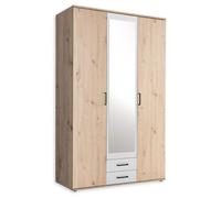 Chicago Armoire élégante avec Beaucoup d'espace de Rangement - Armoire à Portes pivotantes Polyvalente, Aspect chêne Artisanal et Finitions en Blanc, 120 x 197 x 54 cm (l x H x P)