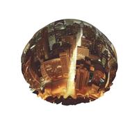 Chicago City Bonnet de douche pour homme et femme, réglable, réutilisable, double couche, imperméable, doublure en EVA, bande élastique pour toutes les longueurs de cheveux