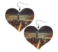 Chicago City Boucles d'oreilles Daily Styles Collection | Boucles d'oreilles légères en cuir hypoallergénique pour femme, bijoux en forme de cœur, boucles d'oreilles pendantes tendance