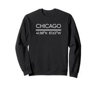 Chicago City GPS Coordonnées Chicagoan Windy City Local Art Sweatshirt