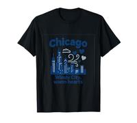 Chicago City Pride Skyline Windy City Warm Hearts T-Shirt