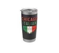 Chicago Drapeau italien Little Italy Quartier Illinois Gobelet isotherme en acier inoxydable double paroi