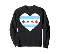 Chicago Heart Flag Pride Windy City Illinois Loop côté Nord Sweatshirt