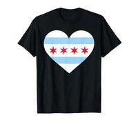 Chicago Heart Flag Pride Windy City Illinois Loop côté Nord T-Shirt