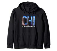 Chicago Illinois Chi Skyline City Vintage Pride Sweat à Capuche