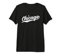 Chicago Illinois Cool Retro Script Années 70 Texte Blanc T-Shirt Haut de Gamme