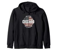Chicago Illinois, Drapeau américain Vintage Sweat à Capuche