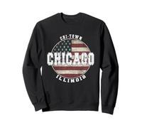 Chicago Illinois, Drapeau américain Vintage Sweatshirt