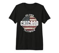 Chicago Illinois, Drapeau américain Vintage T-Shirt Haut de Gamme
