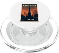 Chicago Illinois Fountain Vintage Voyage Souvenir Art Graphic PopSockets PopGrip pour MagSafe