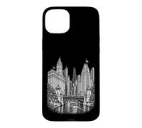 Chicago Illinois Horizon River Art Noir et Blanc Coque pour iPhone 15 Plus