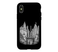 Chicago Illinois Horizon River Art Noir et Blanc Coque pour iPhone X/XS