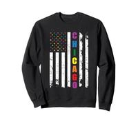 Chicago Illinois LGBTQ Gay Pride Month American Flag Rainbow Sweatshirt