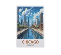 Chicago, Illinois，Puzzle 1000 Pièces Puzzle en Papier d'impression Haute Définition Défiez Le Problème Stimuler La Créativité Jeu Interactif（50x70cm）-AN98