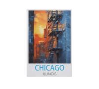 Chicago Illinois，Puzzle en Bois 1000 Pièce Classique Adultes Puzzles Enfants Apprentissage Assembler des Jouets（75x50cm）-FR49