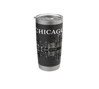 Chicago Illinois Skyline City Reflection Urban Gobelet isotherme en acier inoxydable double paroi