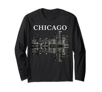 Chicago Illinois Skyline City Reflection Urban Manche Longue
