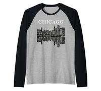 Chicago Illinois Skyline City Reflection Urban Manche Raglan