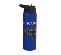 Chicago Illinois Skyline City Reflection Urban Stainless Steel Insulated Water Bottle