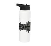 Chicago Illinois Skyline City Reflection Urban Stainless Steel Insulated Water Bottle