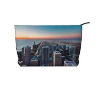 Chicago Illinois USA 1 Trousse de maquillage de voyage en velours côtelé Organiseur Trousse de toilette Noir Taille unique, Noir, One Size